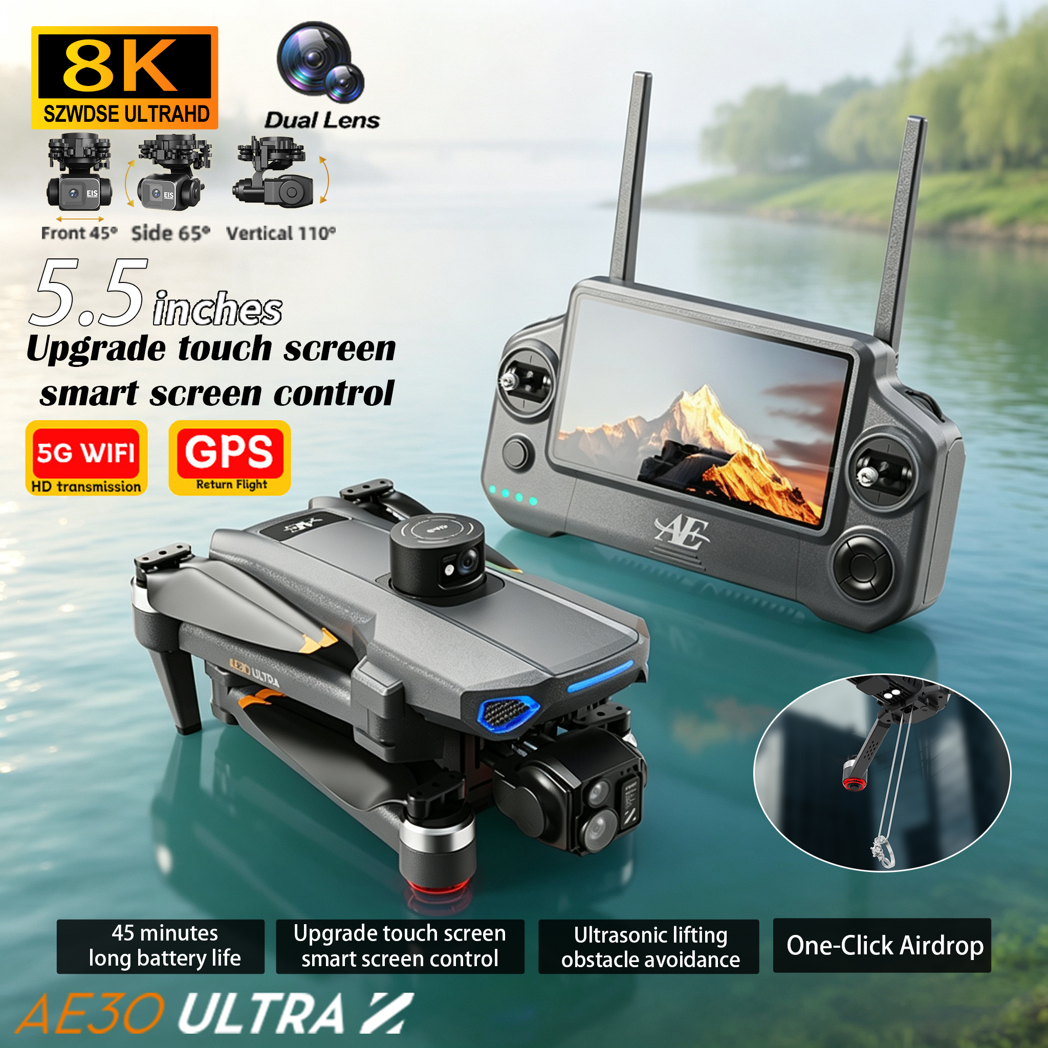 2026 AE30 GPS RC Drone 8K Prof - Drone Gimbal 3 Axis reseña y precio
