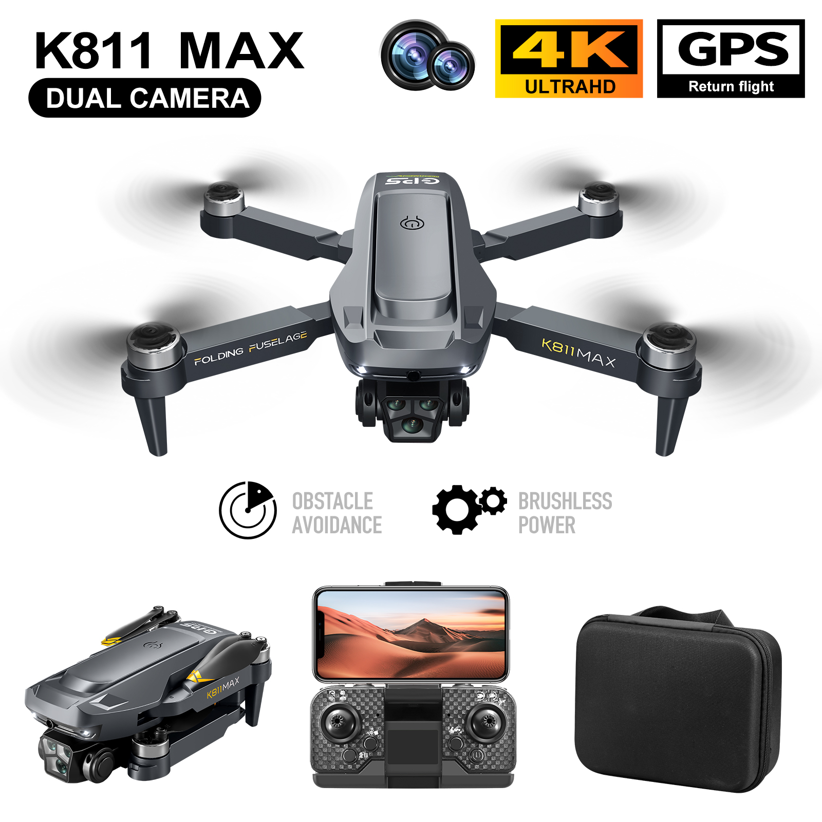 K811MAX Quadcopter Drone: Brus - Drone Gimbal Brushless reseña y precio