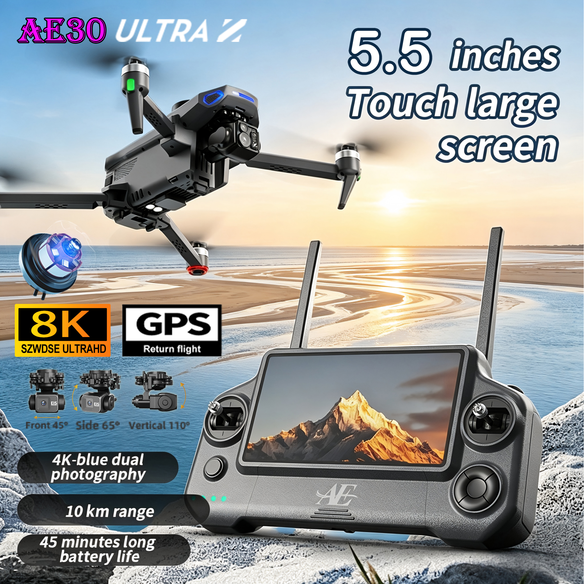 NEW AE30 Ultra GPS Drone 4K Pr - Drone Gimbal 3 Axis reseña y precio